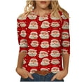 thumbnail image 1 of Christmas Tree Shirts for Women 3/4 Sleeve Holiday Graphic Tee Winter Casual Tops Xmas Party Outfit Pullover, 1 of 4