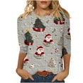 thumbnail image 1 of Christmas Tree Shirts for Women 3/4 Sleeve Holiday Graphic Tee Winter Casual Tops Xmas Party Outfit Pullover, 1 of 4