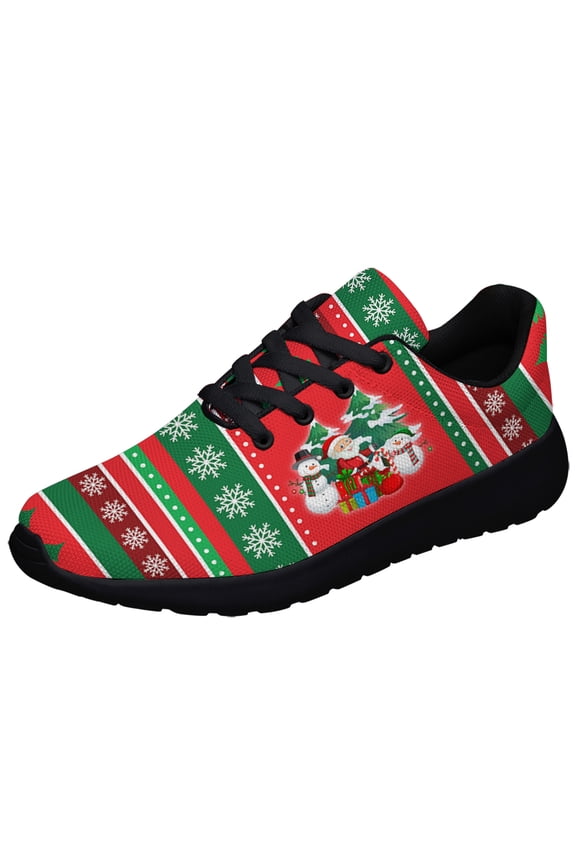 Christmas Tree Shoes for Women Men Running Shoe Comfortable Athletic Sneakers Christmas Gift for Him Her Black Size 4