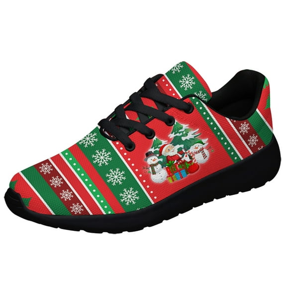 Christmas Tree Shoes for Women Men Running Shoe Comfortable Athletic Sneakers Christmas Gift for Him Her Black Size 8