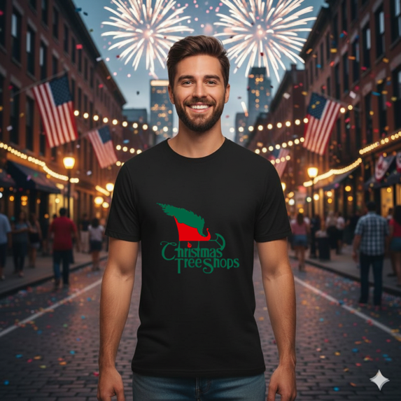 Christmas Tree Shops Retro Holiday Shopping Spirit Art Unisex T-Shirt, up to size 5XL