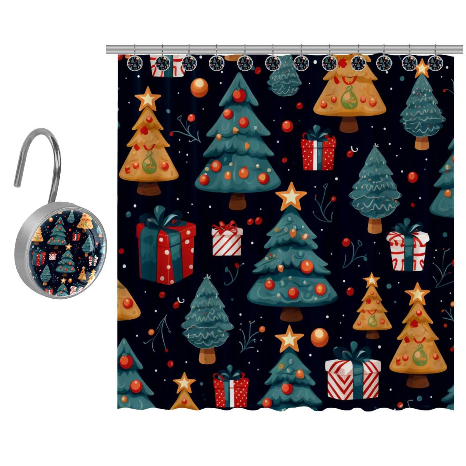 Christmas Tree Shower Curtain, Bathroom Beach Decorations