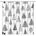 thumbnail image 1 of Christmas Tree Shower Curtain Black White Xmas Tree Abstract Cute Cartoon Winter Holiday Bathroom Decor Curtain with Hooks,Black White, 1 of 4