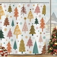 thumbnail image 1 of Christmas Tree Shower Curtain, Chic Boho Xmas Tree Snowflake Stars Winter New Year Holiday Bathroom Curtain Home Decor Waterproof Fabric Machine Washable with 12 PCS Hooks,72" Wx84 L, 1 of 6