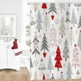 thumbnail image 1 of Christmas Tree Shower Curtain, Grey Beige Red Xmas Tree with Stars Snowflake Cute Bathroom Curtain for Boys Girls Bathtub Decor Waterproof Washable Fabric with 12 Hooks, 72''''Lx72''''W, 1 of 6