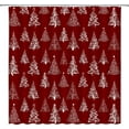 thumbnail image 1 of Christmas Tree Shower Curtain Red White Xmas Tree Cute Winter Holiday New Year Cartoon Modern Home Decor Bathroom Fabric Set with Hooks(70" WX70 H), 1 of 1