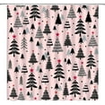 thumbnail image 1 of Christmas Tree Shower Curtain Sage Green Xmas Tree Pine Cartoon Winter Holiday Cute Bathroom Decor Curtain with Hooks,Pink,, 1 of 4