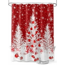 Christmas Tree Shower Curtain Set ，Waterproof Fabric Shower Curtains White Xmas Tree Winter Snowflakes Red Shower Curtains for Bathroom,Bathroom Decor 36"x78"