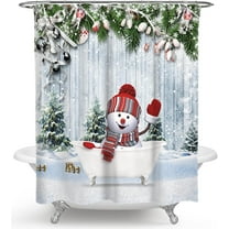 Christmas Tree Shower Curtain Snowflake Winter Holiday Merry Christmas Fabric Shower Curtains for Bathroom Decor with Hooks, 60" x 72"