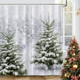 thumbnail image 1 of Christmas Tree Shower Curtain Winter Forest Pine Tree Snowflake Snowfall Natural Scene Bathroom Shower Curtains for Bathtub Decoration with Hooks 66x72 Inch, 1 of 6