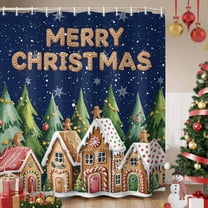Christmas Tree Shower Curtain, Winter Snowflake Xmas Gingerbread Waterproof Fabric Shower Curtains with 12 Hooks, Bathroom Curtain Set for Bathroom Accessories Decor, 36 x 78 Inches