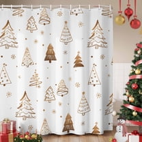 Christmas Tree Shower Curtain, Winter Snowflakes Xmas Pine Plant Waterproof Fabric Shower Curtains with 12 Hooks, Bathroom Curtain Set for Bathroom Accessories Decor, 36 x 78 Inches