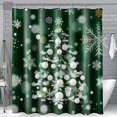 Christmas Tree Shower Curtain with Snowflakes and White Balls on Dark