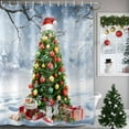 thumbnail image 1 of Christmas Tree Shower Curtains for Bathroom, Red Hat Winter Snowflake Gift Snowman Waterproof Fabric Shower Curtain for Bathroom Bathtub Decoration, Machine Washable, 72"x84", 1 of 9