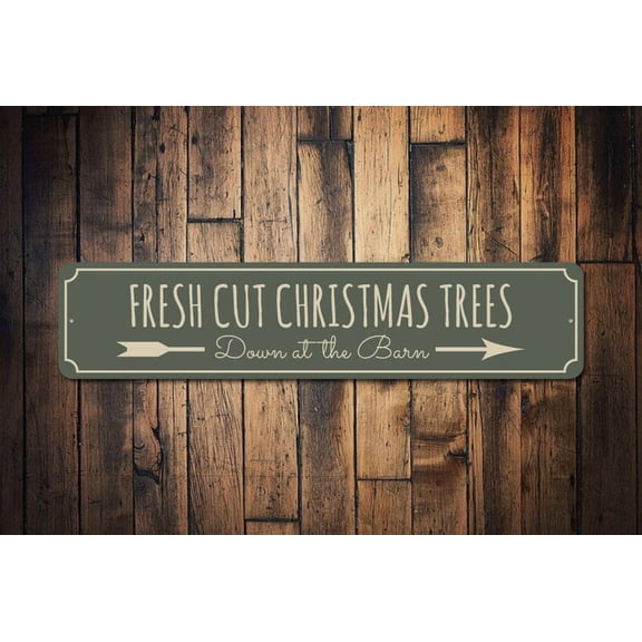 Christmas Tree Sign Fresh Cut Trees Sign Tree Farm Decor Tree Farm Sign Tree Lover Gift Metal Trees Decor Decor Sign - Size: 16 x 4 Inches