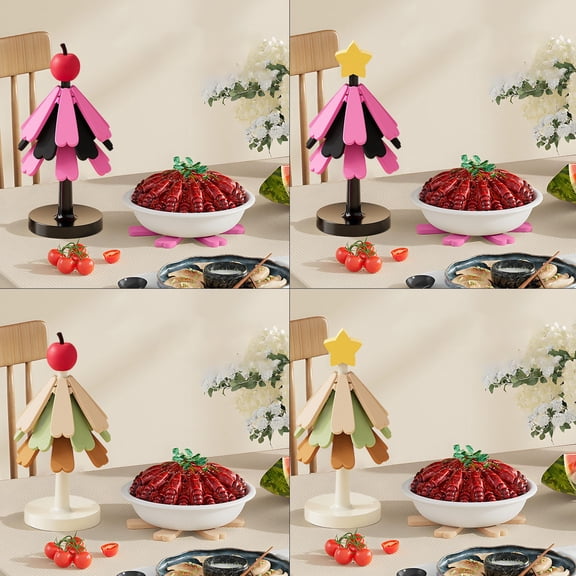 Christmas Tree Silicone Heat Mat, Insulated Dining Placemat, Kitchen Pot Trivet, 10x23.5cm Black,Vsgery