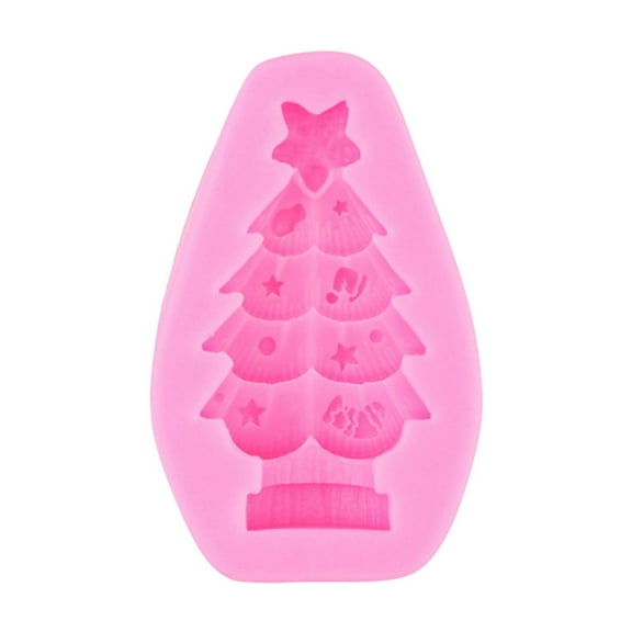 Christmas Tree Silicone Molds, Pink Xmas Candy Silicone Mold, Reusable Cake Molds for Baking, Candy, Soap & Candle Making (D)