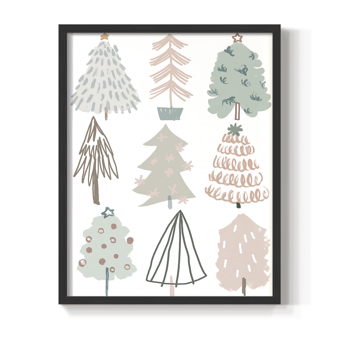 Christmas Tree Sketchbook I Framed Print in Black Solid Wood Framed Print No Nail Hanging