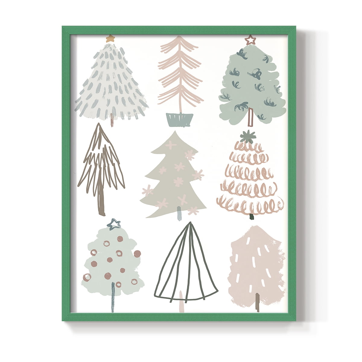 Christmas Tree Sketchbook I Framed Print in Green Solid Wood Framed Print No Nail Hanging