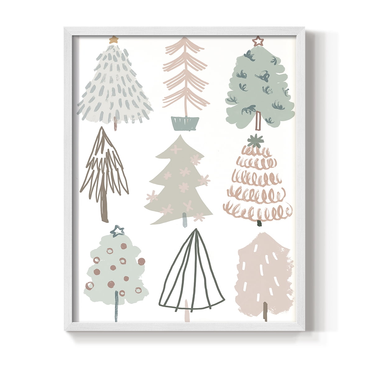 Christmas Tree Sketchbook I Framed Print in White Solid Wood Framed Print No Nail Hanging