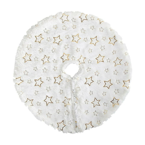 Christmas Tree Skirt - 15.75×14.17" Round White Tree Collar for Xmas Holiday Party Decor, Festive Home Decoration for Living rooms, Bedrooms, Gardens