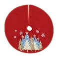 thumbnail image 1 of Christmas Tree Skirt 17 Inch – Red Cloth Tree Apron with Snowflake & Tree Patterns – Small Xmas Tree Base Cover for Holiday Decorations & Festive Scene Display, 1 of 5