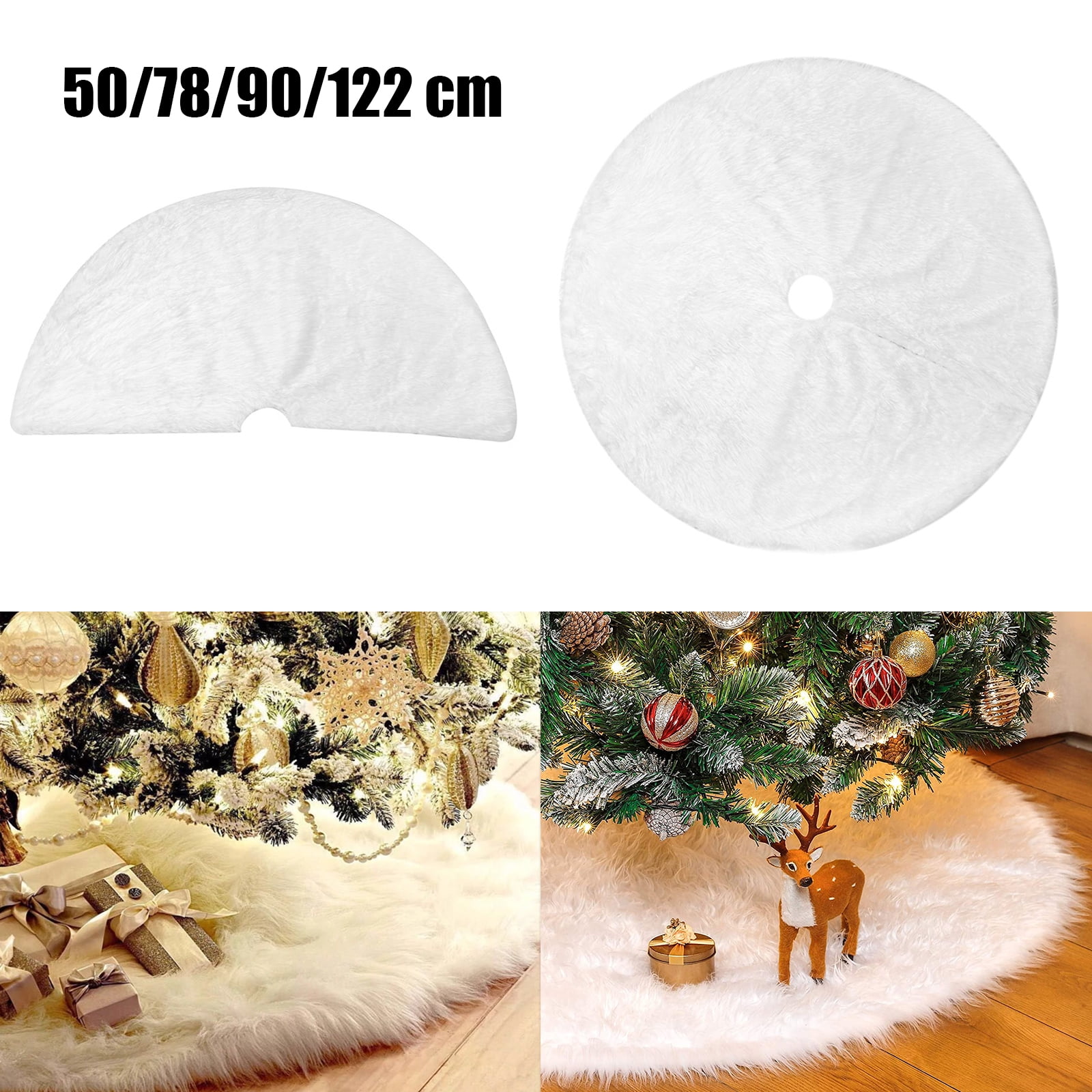 Christmas Tree Skirt,20"/31"/35"/48" Large Pure White Fur Tree Skirt