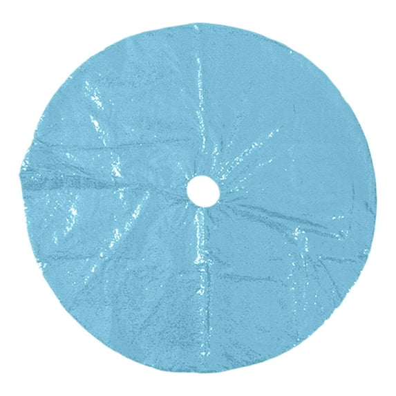 Christmas Tree Skirt 21.2X21.2In, Xmas Trees Skirts Floor Mat, Non Slide Round Sequins Christmas Halloween Indoor Outdoor Holiday Decoration (Sky Blue)