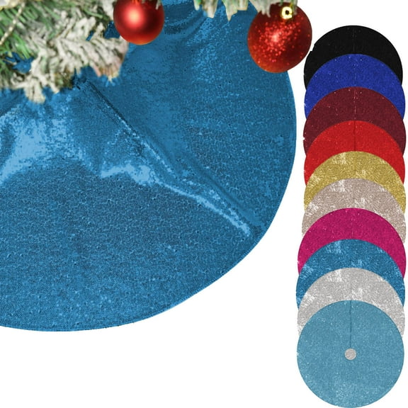 Christmas Tree Skirt 24 Inch/60CM Sequin Christmas Tree Skirt Vintage Christmas Tree Skirt Set Christmas Party Decoration Glitter Christmas Tree Skirt Home Holiday