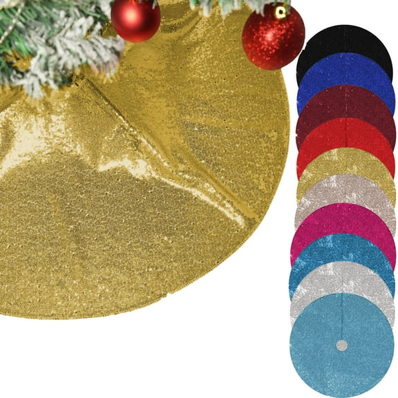 Christmas Tree Skirt 24 Inch Sequin Christmas Tree Skirt Vintage Christmas Tree Skirt Set Christmas Party Decoration Glitter Christmas Tree Skirt Home Holiday
