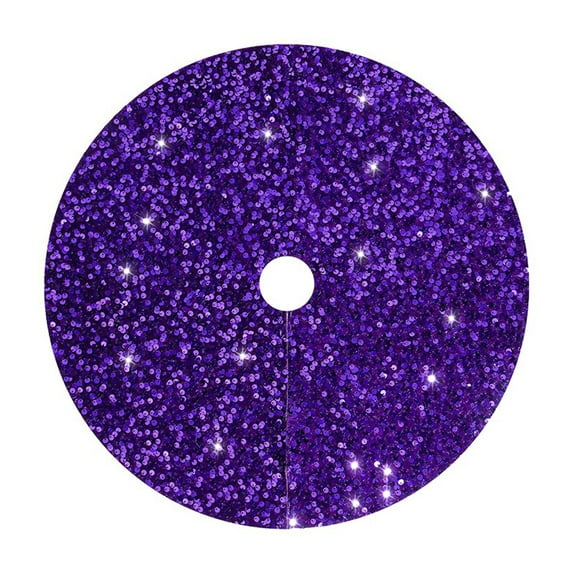 Christmas Tree Skirt 24 Inches Purple Sequin Tree Skirts Glitter Sparkly Xmas Tree Skirt for Tabletop Christmas Holiday Tree Base Cover Rustic Home Decoration