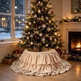 thumbnail image 1 of Christmas Tree Skirt 26.77in Champagne Satin-Look Double Ruffle Collar, 1 of 6