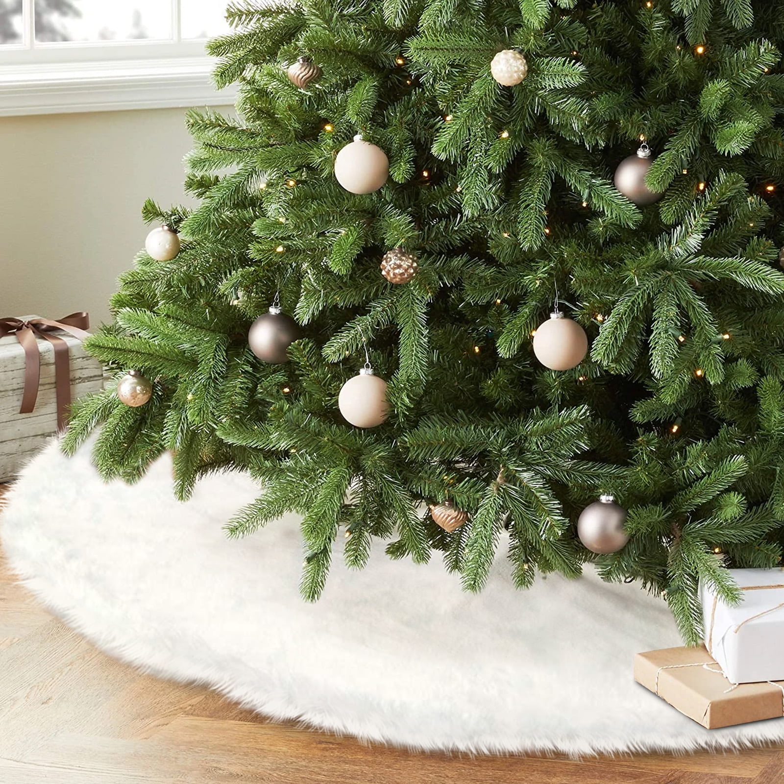 Christmas Tree Skirt, 30.8 Inch Xmas Tree Skirt, Winter Snowy White