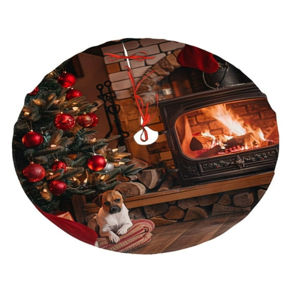 Christmas Tree Skirt 30" Christmas Fireplace Tree Warm Indoor (7) Xmas Tree Skirts Mat for New Year Holiday Christmas Party Decorations