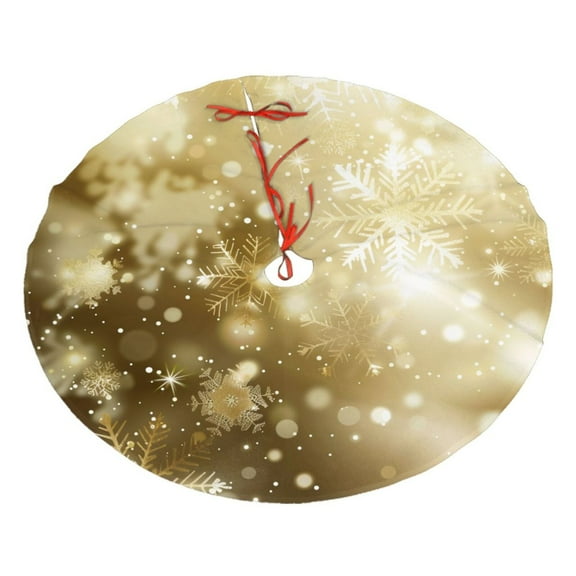 Christmas Tree Skirt 30" Elegant Gold Christmas Snowflake (3) Xmas Tree Skirts Mat for New Year Holiday Christmas Party Decorations