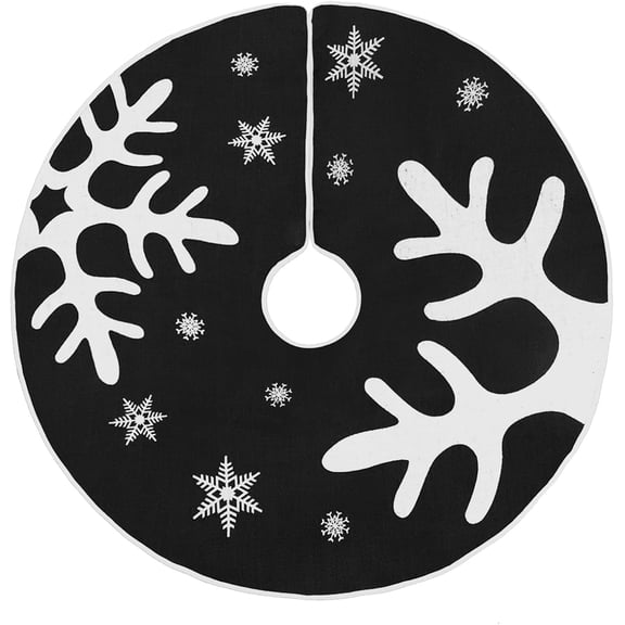 Christmas Tree Skirt, 30 Inches Classic Burlap Tree Skirt for Christmas Tree Holiday Party Indoor Outdoor Decoration, Blcak