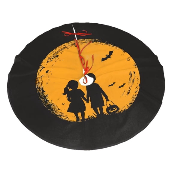 Christmas Tree Skirt 30" halloween trick or treat (2) Xmas Tree Skirts Mat for New Year Holiday Christmas Party Decorations