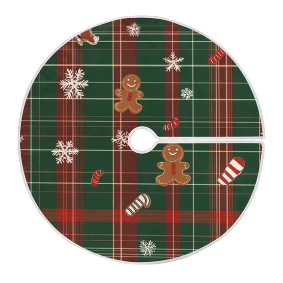 Christmas Tree Skirt 35.4 Inch Red and Green Plaid Tree Skirt Christmas Tree Mat Decor for Christmas Party Ornaments Decorations