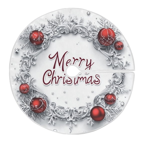 Christmas Tree Skirt 35.4 Inch Silver Metallic Decorative Frame Tree Skirt Christmas Tree Mat Decor for Christmas Party Ornaments Decorations