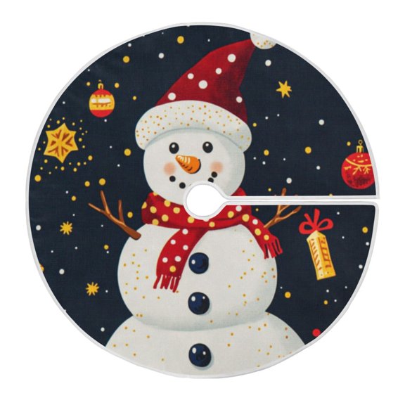 Christmas Tree Skirt 35.4x35.4in Christmas Tree Decoration Family Christmas Decoration Indoor Decoration Home Decor Beautiful Scarf Snowman