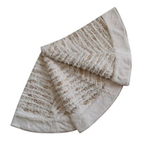 Christmas Tree Skirt 36/42/48 Inches Faux Fur Christmas Tree Skirt with Gided Bronzing Printed Xmas Decoration with PV Velvet Border