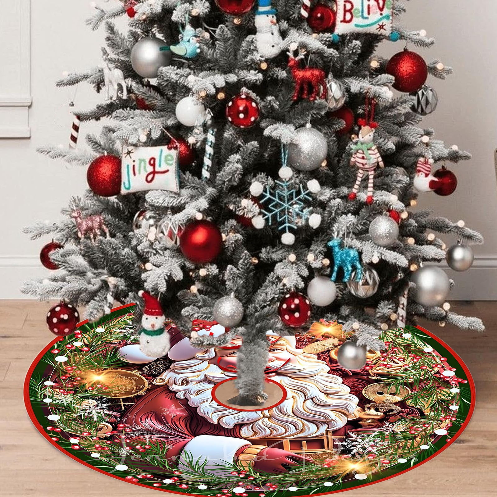 Christmas Tree Skirt 36 Inch Sequin Velvet Tree Skirts Vintage Xmas