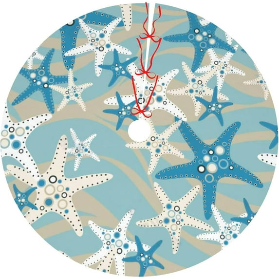 Christmas Tree Skirt 36 Inch Starfish Holiday Decorations for Festive Party Indoor Outdoor Xmas Ornaments