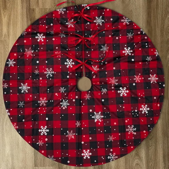 Christmas Tree Skirt 36 Inches, Large Xmas Tree Skirts, Perfect for Christmas Holiday Home Decoration(Red Plaid)
