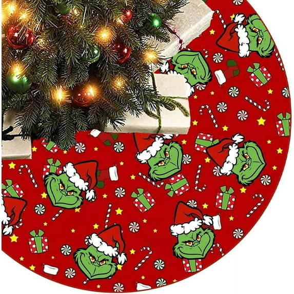 Christmas Tree Skirt 36 Inches Tree Skirts Mats, Large Christmas Decor Mat Tree Decorations for Decor Holiday Party Indoor Outdoor
