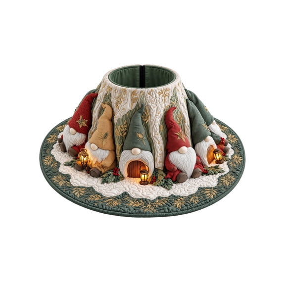 Christmas Tree Skirt 3D Visual Print Round Mat Multiple with Lights and Snowflakes Pattern Xmas Base Cover for Christmas Home 48 in G