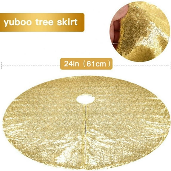 Christmas Tree Skirt,3mm Sequin Double Layers Xmas Tree Mat for Holiday Decorations