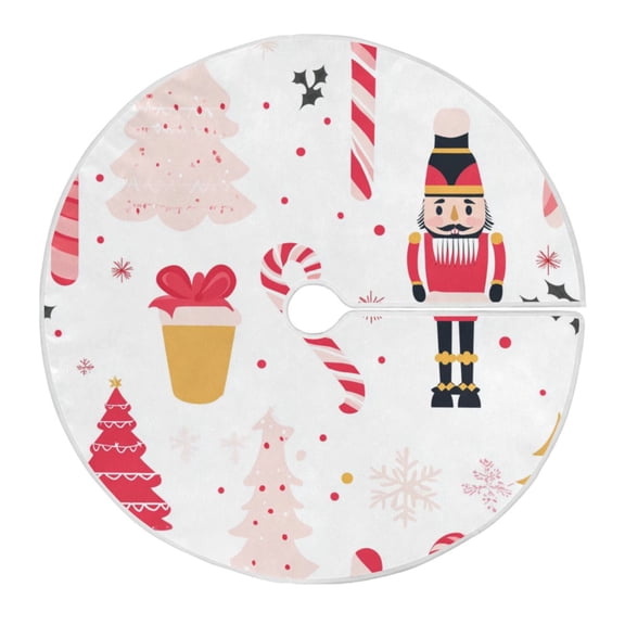 Christmas Tree Skirt 47.2 Inch Cute Pink Christmas Pattern Tree Skirt Christmas Tree Mat Decor for Christmas Party Ornaments Decorations
