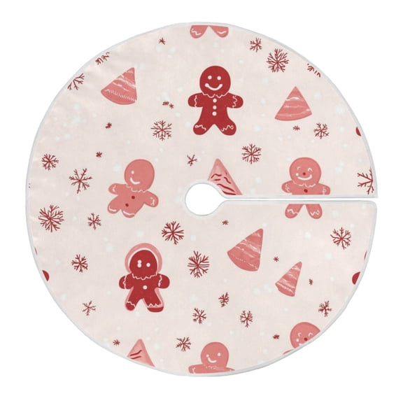 Christmas Tree Skirt 47.2 Inch Gingerbread Men Pattern Tree Skirt Christmas Tree Mat Decor for Christmas Party Ornaments Decorations