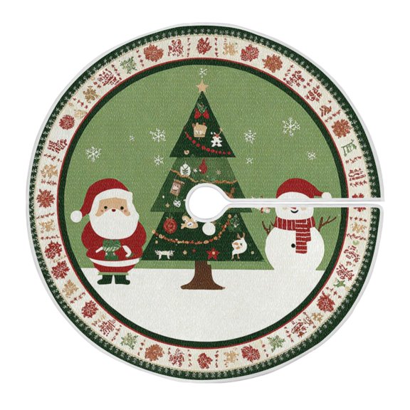 Christmas Tree Skirt 47.2 Inch Green Color Scheme Christmas Pattern Tree Skirt Christmas Tree Mat Decor for Christmas Party Ornaments Decorations